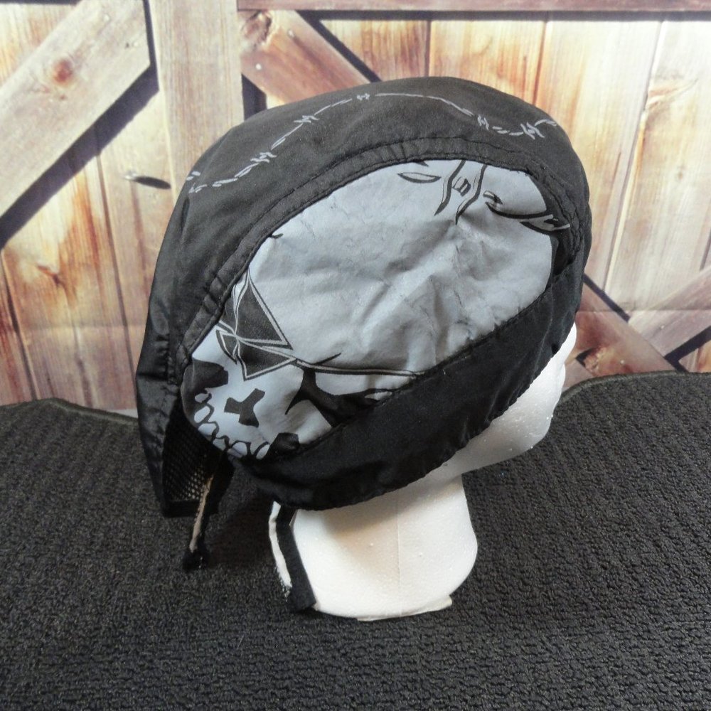 Chopper wear Skull & Barb wire Skull doo rag~EUC~Biker wear.